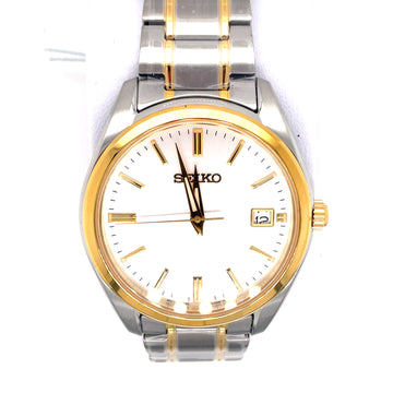 Stainless Steal Two Tone Men's Watch with White Dial
